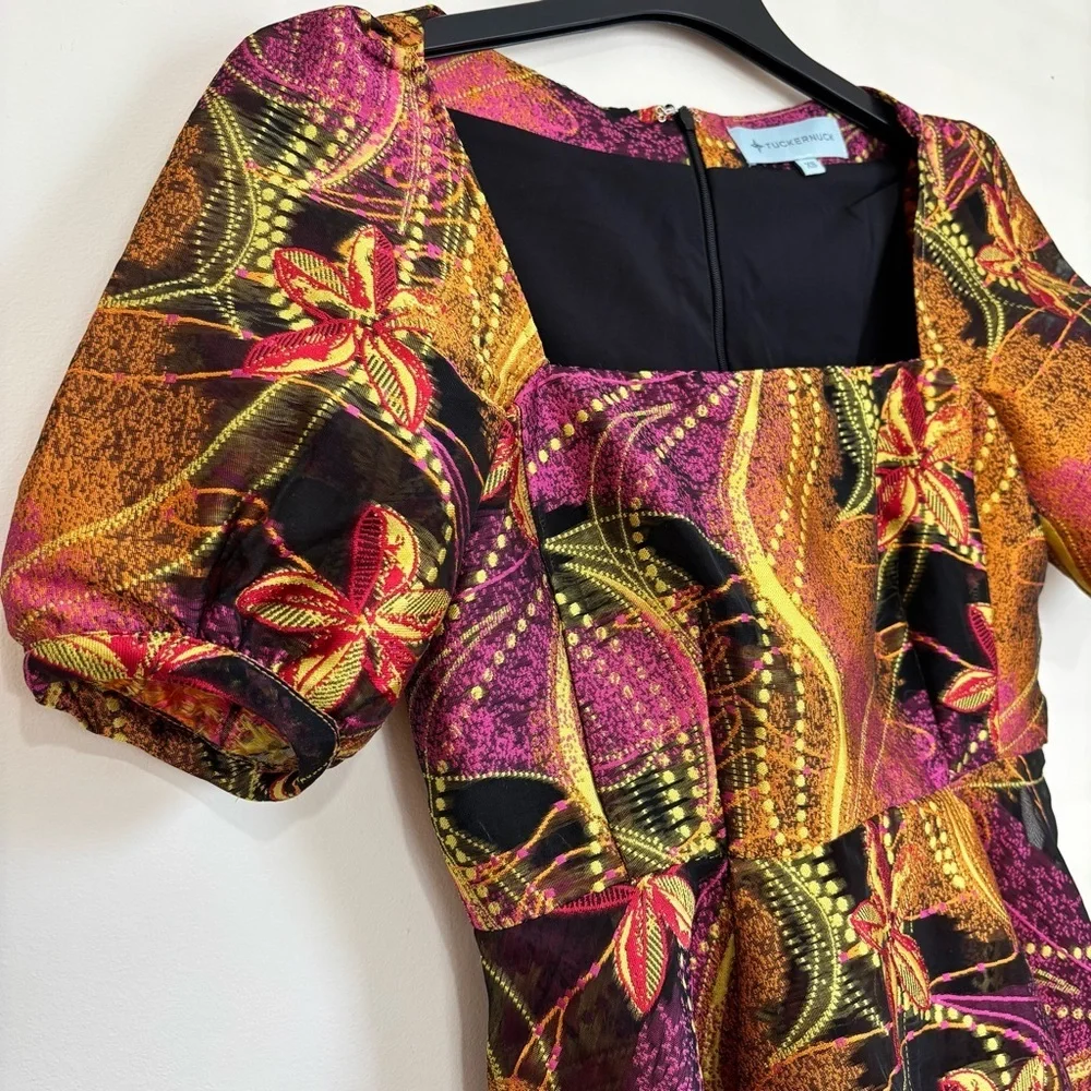 Tuckernuck babydoll square neck Puff short sleeves magenoto purple ankara blouse